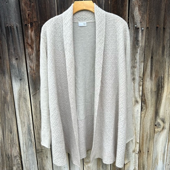 TSE Open Front Shawl Cardigan Cashmere Silk Oatmeal Beige XL - Picture 16 of 16